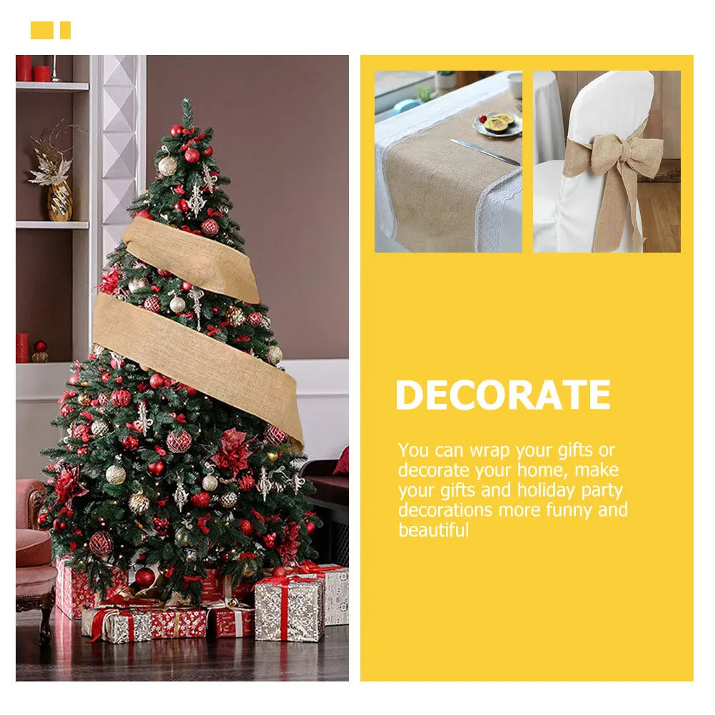 

1 Roll Jute Weaving Ribbon Long Durable Cuttable For Diy Gift Wrapping Christmas Decoration Present Ribbon Multi-Function Craft