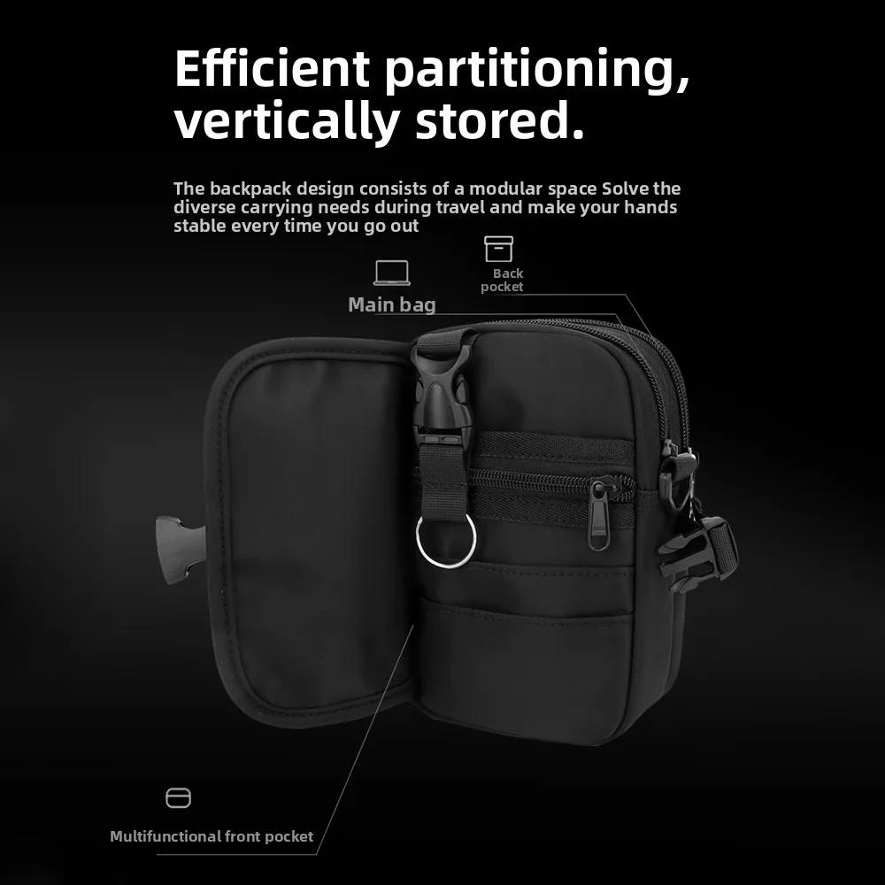 Single Shoulder Casual Men Crossbody Bag Large Capacity Multi-functional Small Shoulder Bag Multi-Pockets Square Wallet Hiking