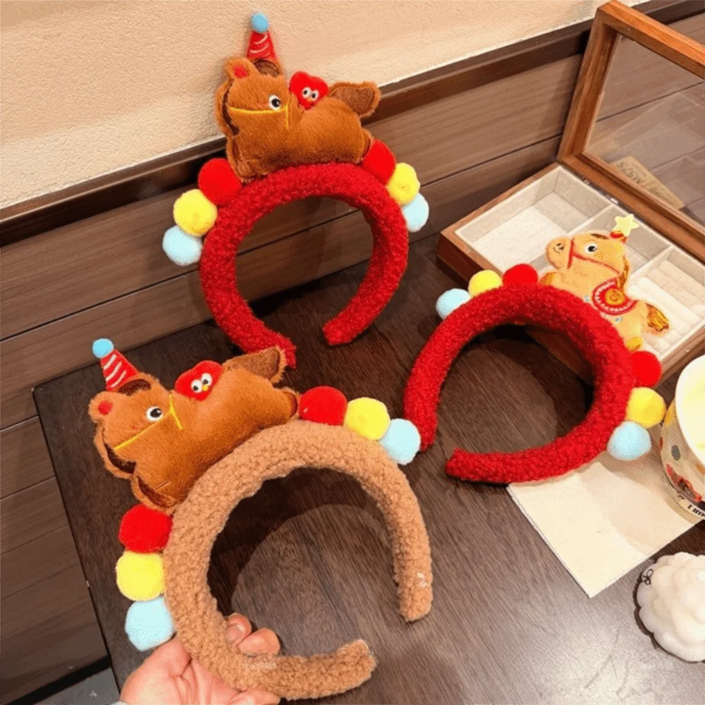 

Подарочный обруч из мультяшного конского волоса, изысканный головной убор с красным пони, счастливый шарм, китайский стиль, новогодняя повязка на голову-талисман, фестиваль