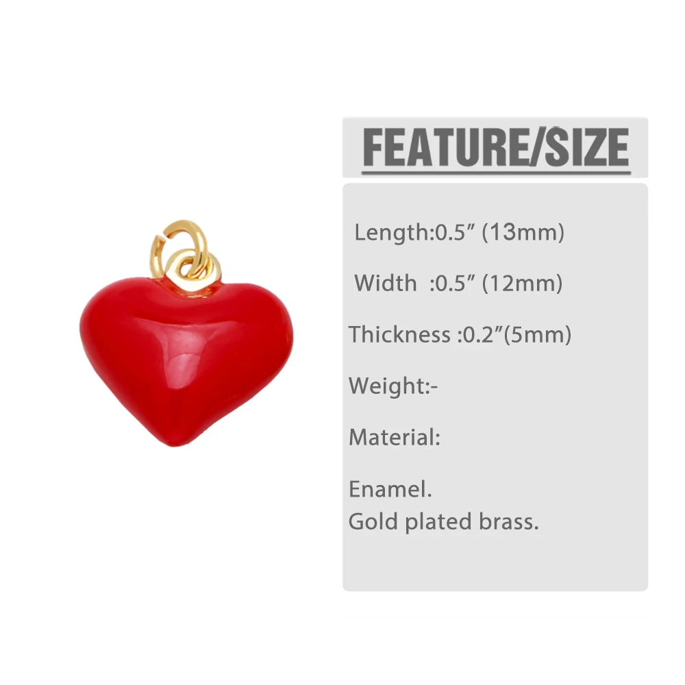OCESRIO  Small Red Enamel Heart Charms for Bracelet Copper Gold Plated Fishstar Star Mouth Jewelry Making Accessories chma326