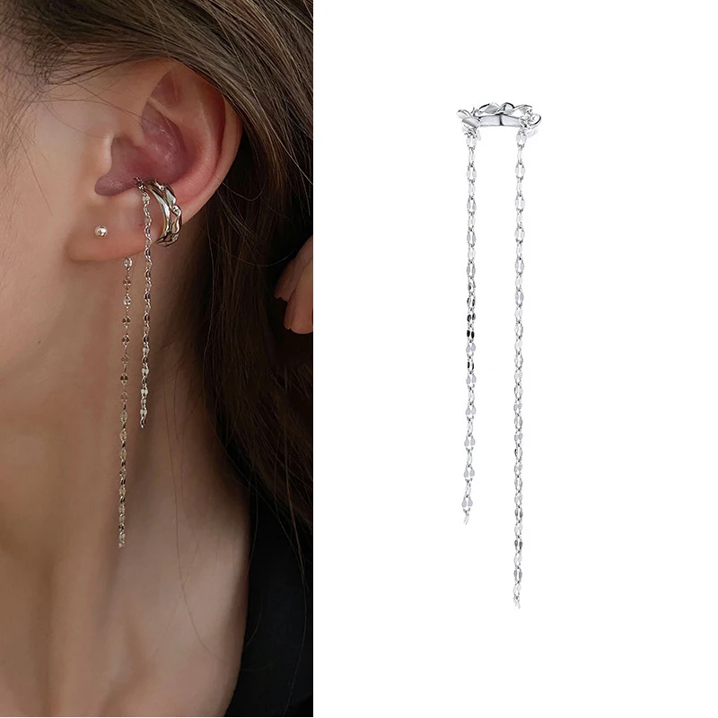 Neue Mode Doppel Kette Pendientes Quaste Ohrringe Ohr Clip Für Frauen Mädchen Lange Stulpe Ohrring Keine Durchbohrten Böhmen Geschenk