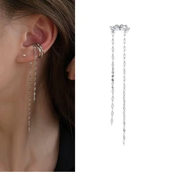 New Fashion Double Chain Pendientes Tassel Earrings Ear Clip For Women Girl Long Cuff Earring No Pierced Bohemia Gift
