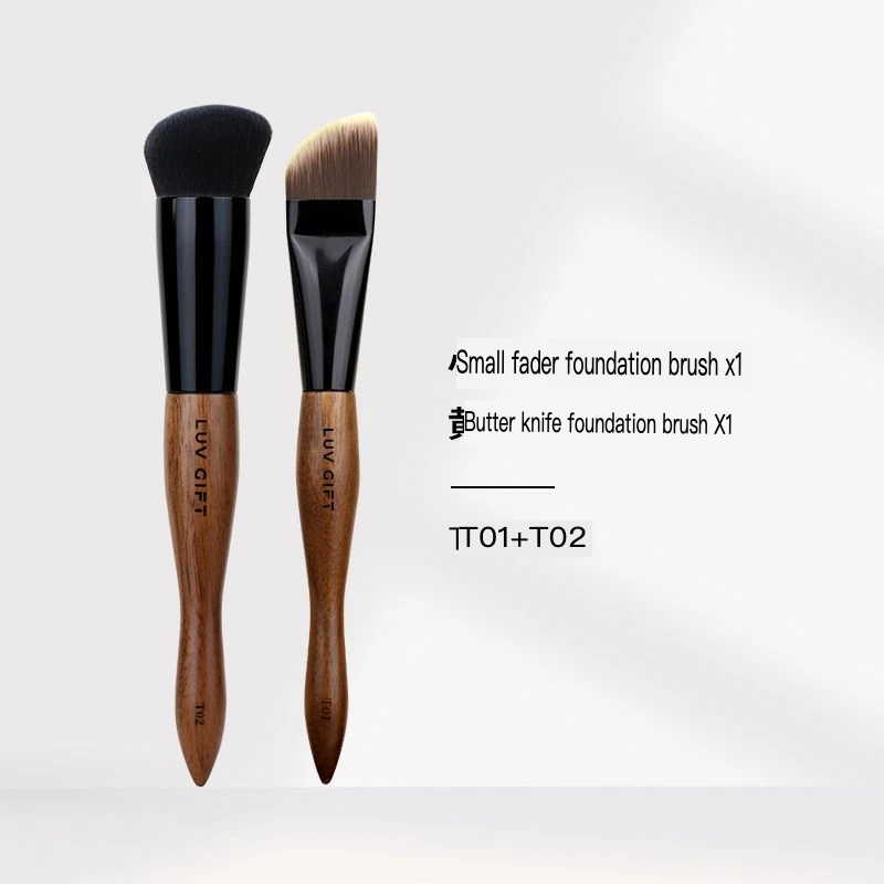 Walnut Wood T02 Foundation - Seamless, Non-Absorbent, Artist's Special Brush For Base Makeup Tools