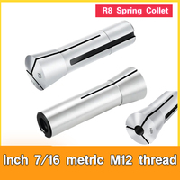 Inch 7/16 Metric M12 Thread R8 Spring Collet Lathe Collet Chuck Milling Machine R8 Collet Metric British R8 Collet Clamping Size