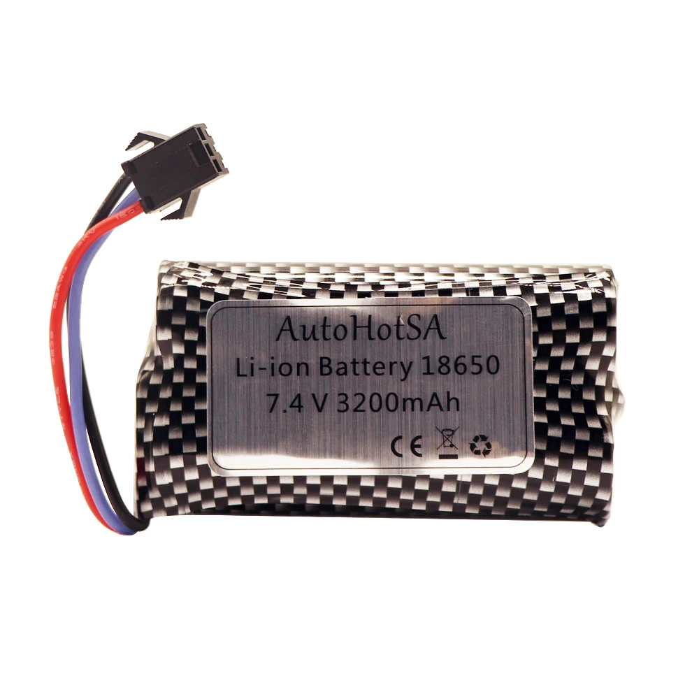 Batería de iones de litio de 7,4 V y 3200mAh, enchufe de SM-3P con cargador USB para reloj, detección de gestos, coche acrobático teledirigido