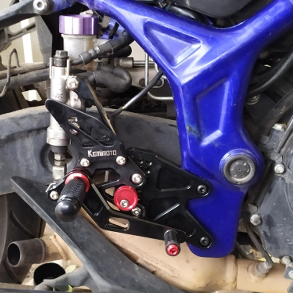 Conjuntos traseiros ajustáveis para Yamaha, Rearsets, apoio para os pés, CNC, YZF R25 R3, YZF MT-03, MT03, 2014, 2015, 2016, 2017, 2018, 2019, 2020,