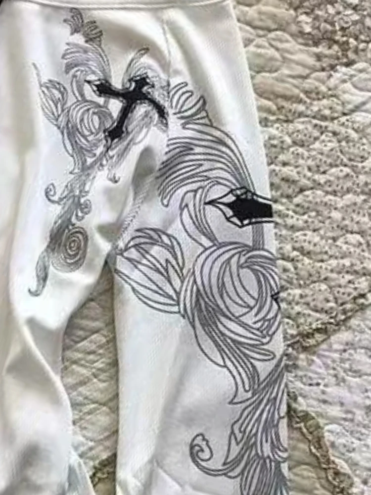 الخريف الجمالية القوطية سليم تي شيرت النساء Y2k الأبيض الشرير الجرونج ريترو مثير طباعة القمم طويلة الأكمام خمر Harajuku الملابس جديد