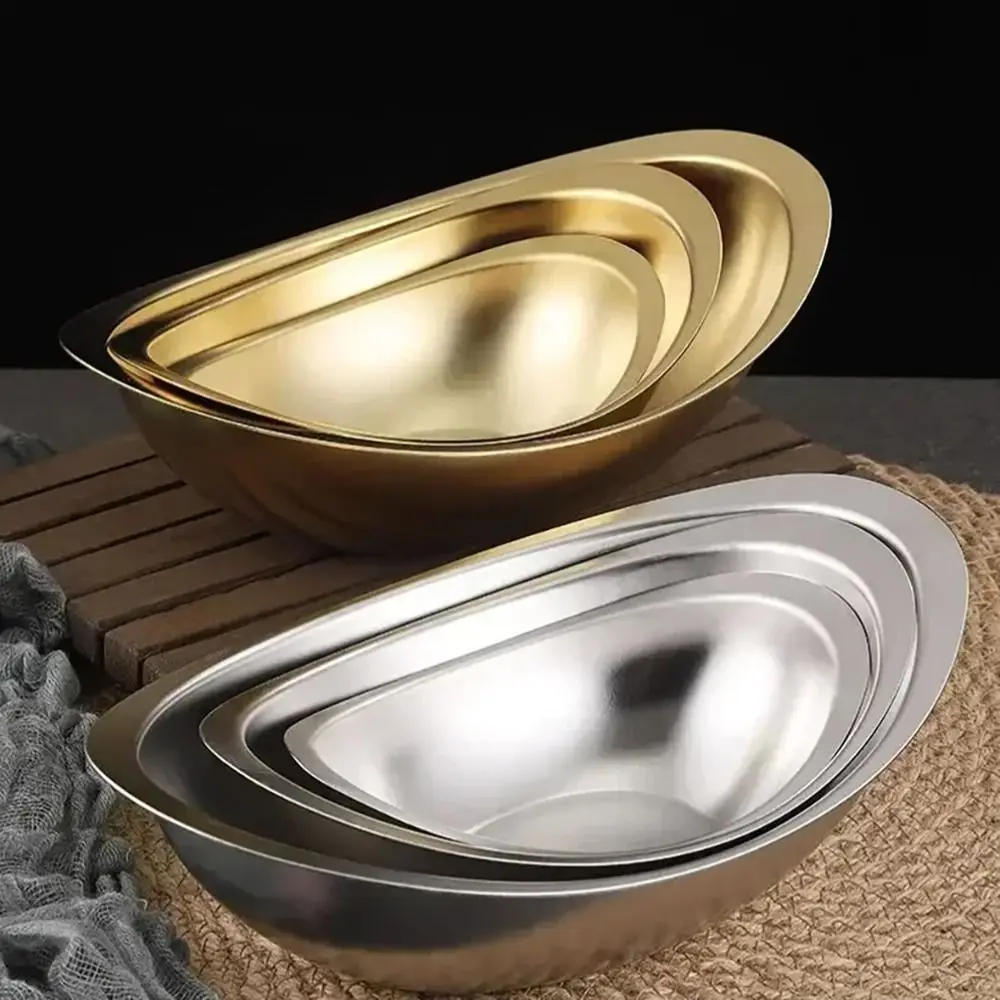 Durable 304 Stainless Steel Dessert Bowl Gold Korean Cuisine Tableware Golden Ingot Bowl Tableware