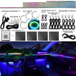 18 in 1 Symphony Dual Zone Car LED Ambient Light Full Color Streamer RGB Hidden Interior Acrylic Strip Decoration Atmosphere Kit