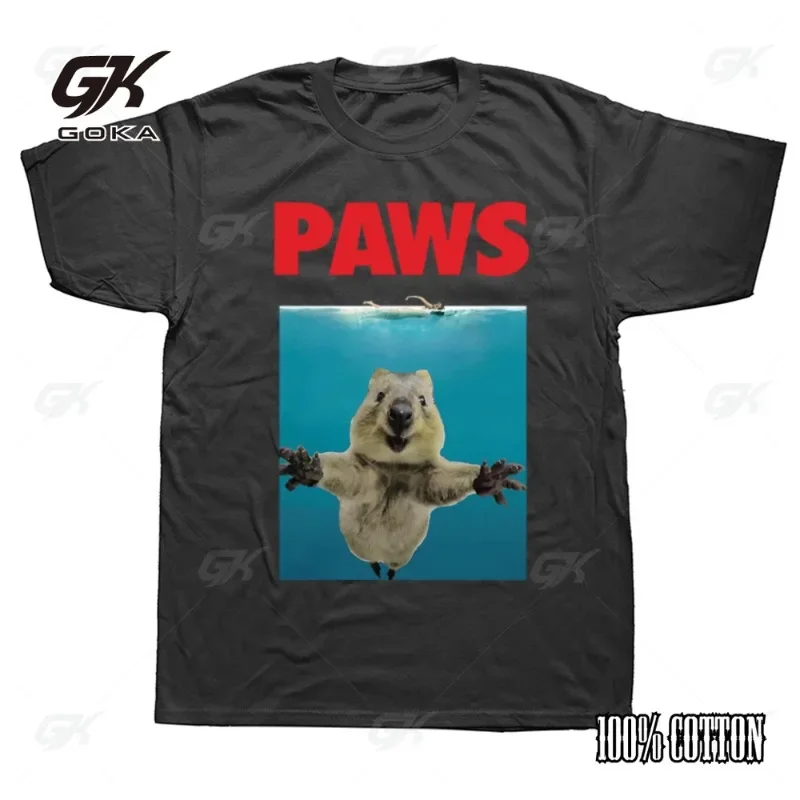 Paws Funny Quokka Lover Graphic T-shirts Men Women's Fashion Casual 100% Cotton Loose Oversized Top Tee