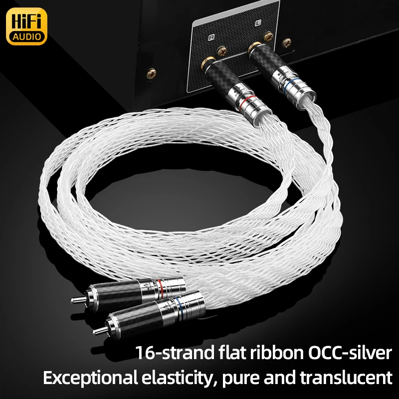 HiFi Silver-Plated OCC 2RCA Audio Signal Cable Male to Male for Amplifier CD Player Premium Quality Audio Connection Cable