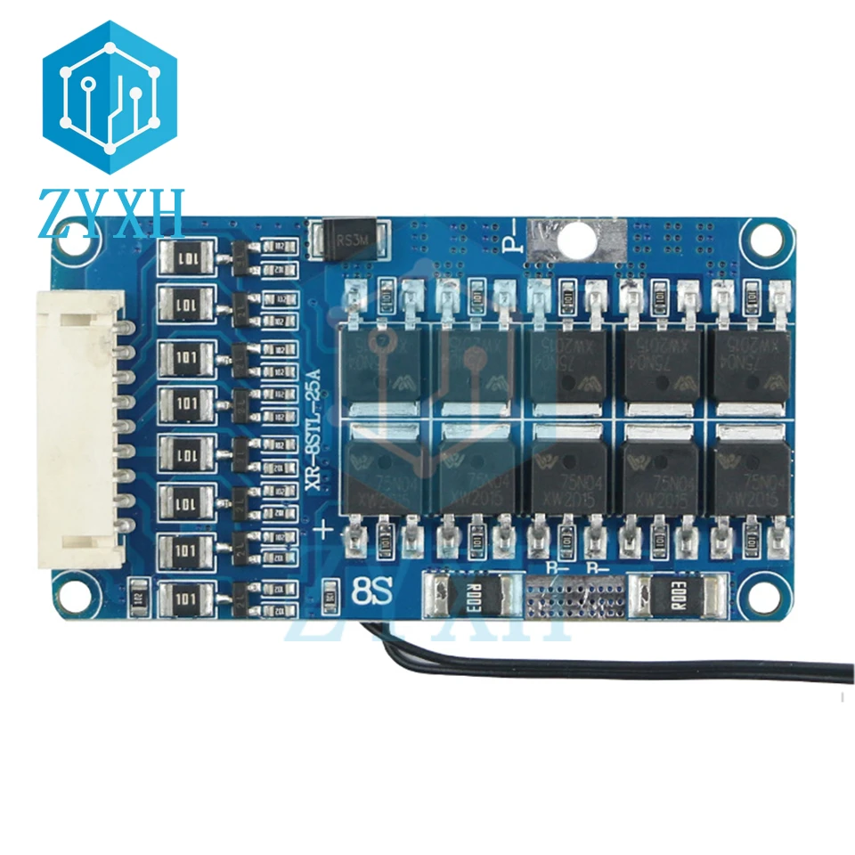 LiFePo4 Battery BMS 8S 24V 15A 20A 25A Balanced Charge Board Equalizer with NTC Temperature Protection Common Port For Escooter