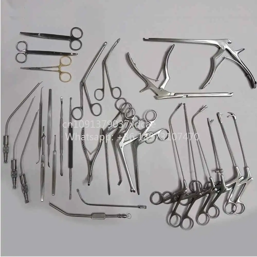 2026 NEW Azicon's Endoscopic Sinus Surgery FESS Instrument Set ENT Nasal Sinusoscopy Forceps Curettes . Tubes Scissors Kit
