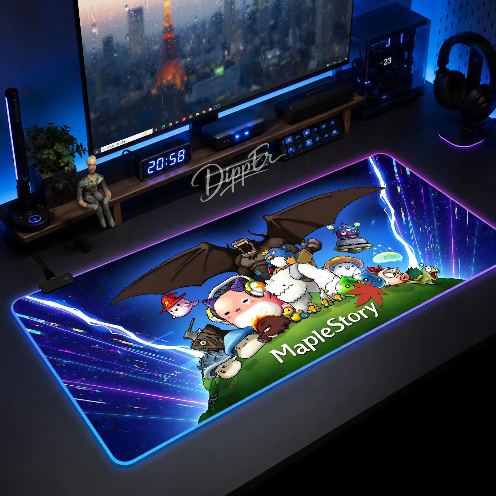 

A-Maplestory Mouse Pad Large Size LED Glowing Table Pad XXL Gaming Non-slip Rubber Mat With Backlight