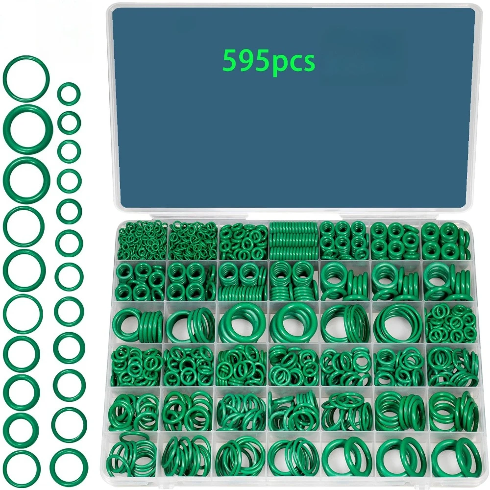 Gaskets Nitrile Rubber Rings Sealing 595pcs Green O-rings Washer Wear-resistant Waterproof Seal Standard Plumbing Repair