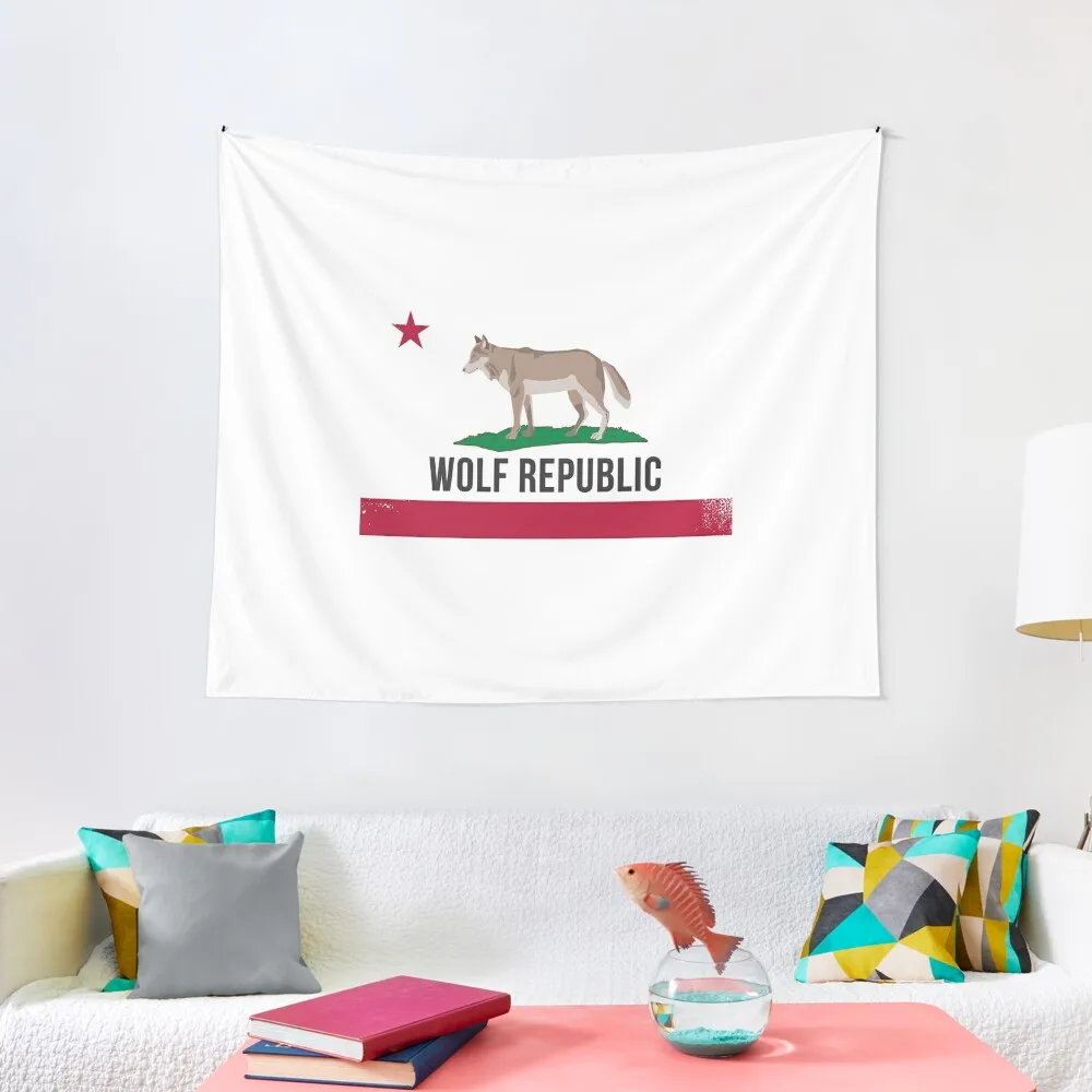 Wolf Republic California Republic Flag with Dachshund Dog Tapestry Wall Hangings Decoration Wall Mural Tapestry