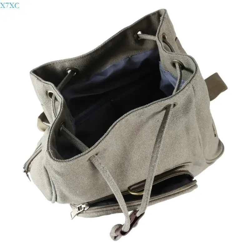 

X7XC Trendy Canvas Backpack Outdoor Travel School Bag with Large Capacity Daypack