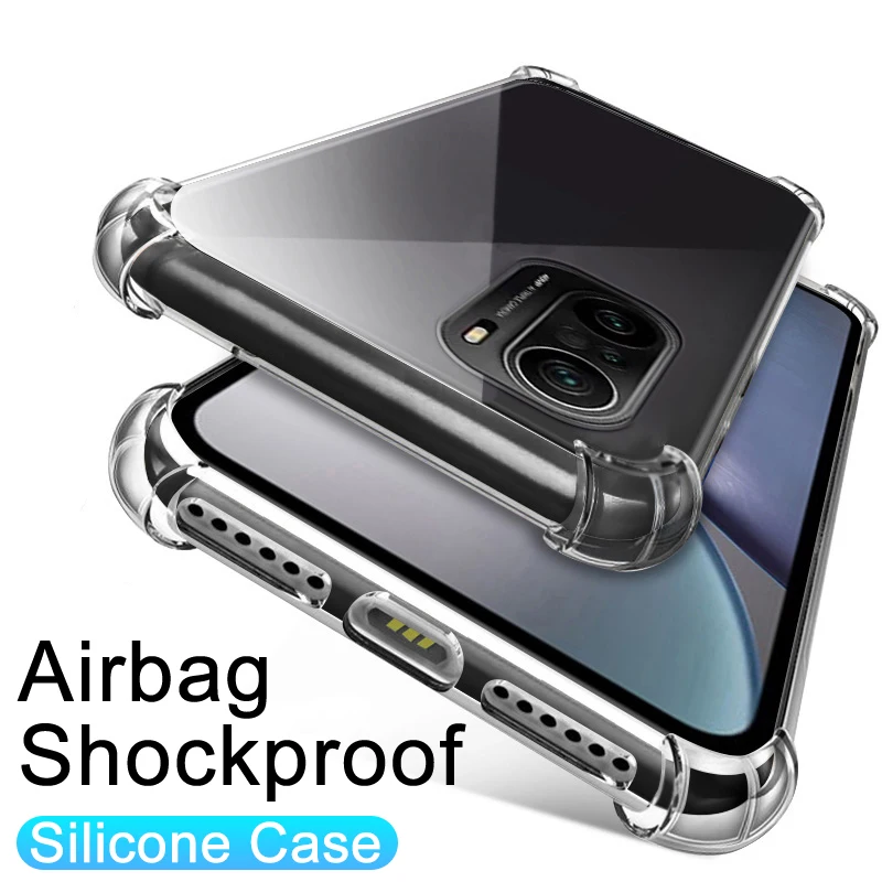 Airbag Shockproof Silicone Case For Xiaomi Redmi Note 10 10S 7 8 9 9S  7A 8A 9A 9C Poco F3 X3 Pro Nfc Clear Cover Cases