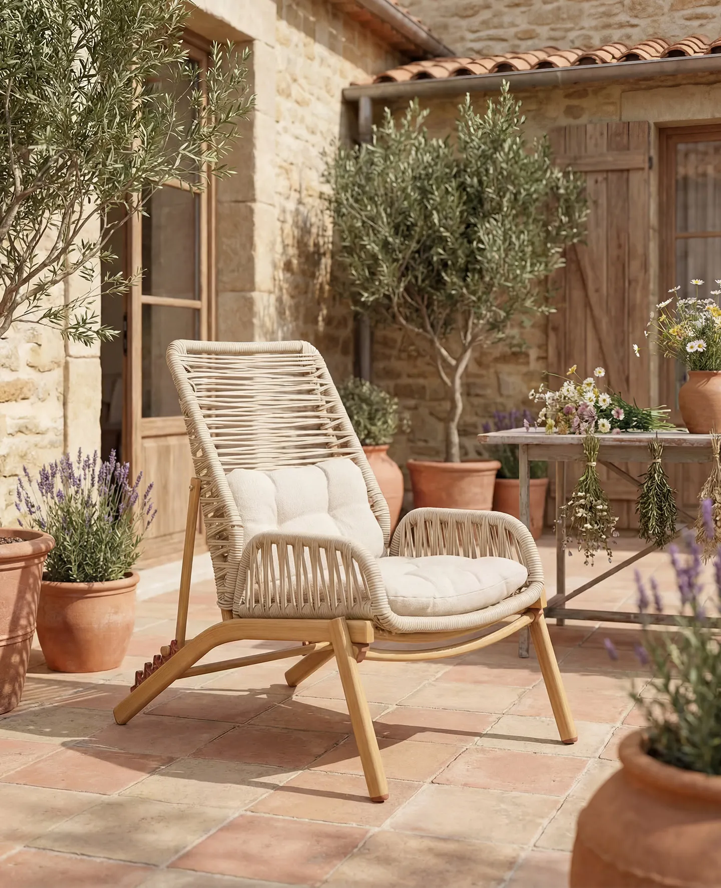 PYH outdoor table and chair garden courtyard rattan chair set villa garden balcony tea table and chair combination