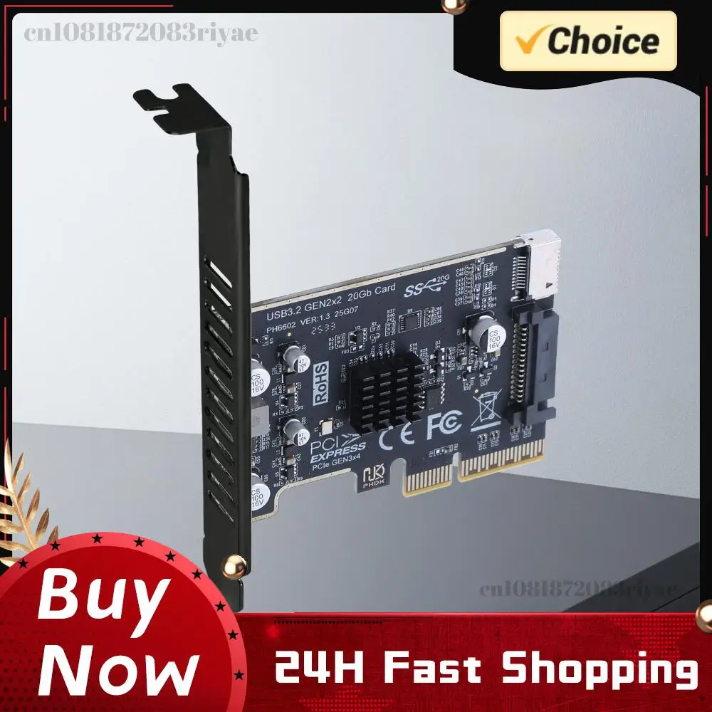 ASM3242 Chip Front Panel Adapter PCI Express X4 To Type E USB 3.2 GEN2 20Gb Riser Board Expansion Card Riser Converter