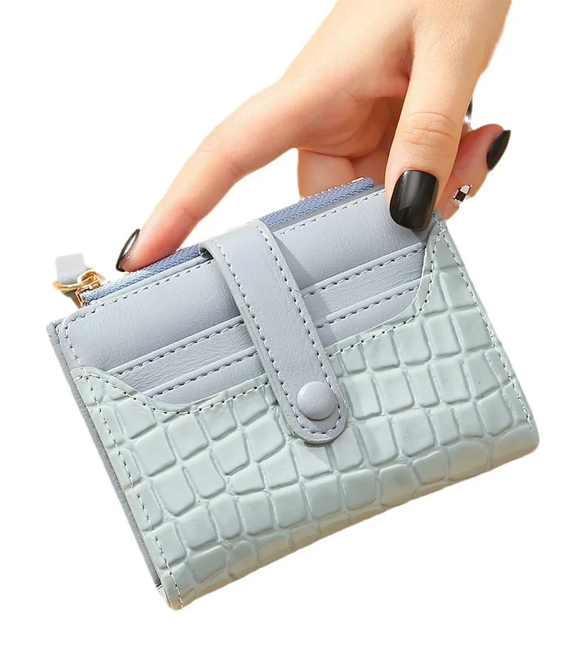 Women\'s Multi-card Slots Crocodile Print Short Wallet Fashion Leather Solid Color Coin Purses Money Clip Wallet for Girl