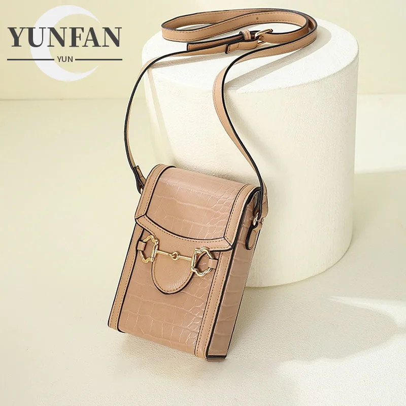 YUNFAN Fashion Women's Shoulder Crossbody Bag Hundred Girls Old Flower Mobile Phone Bag Crocodile Print Decoration PU Material