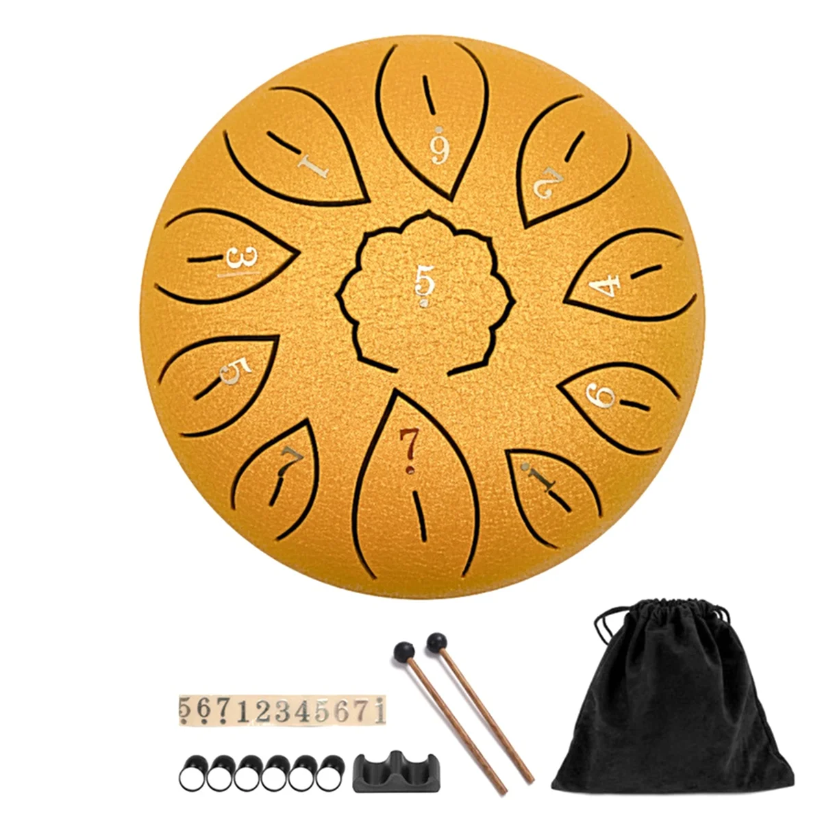 

Rain Drum for Outside, Steel Tongue Drum 11 Notes 6 Inches Chakra Tank Drum Steel Percussion Padded Mallets Gold