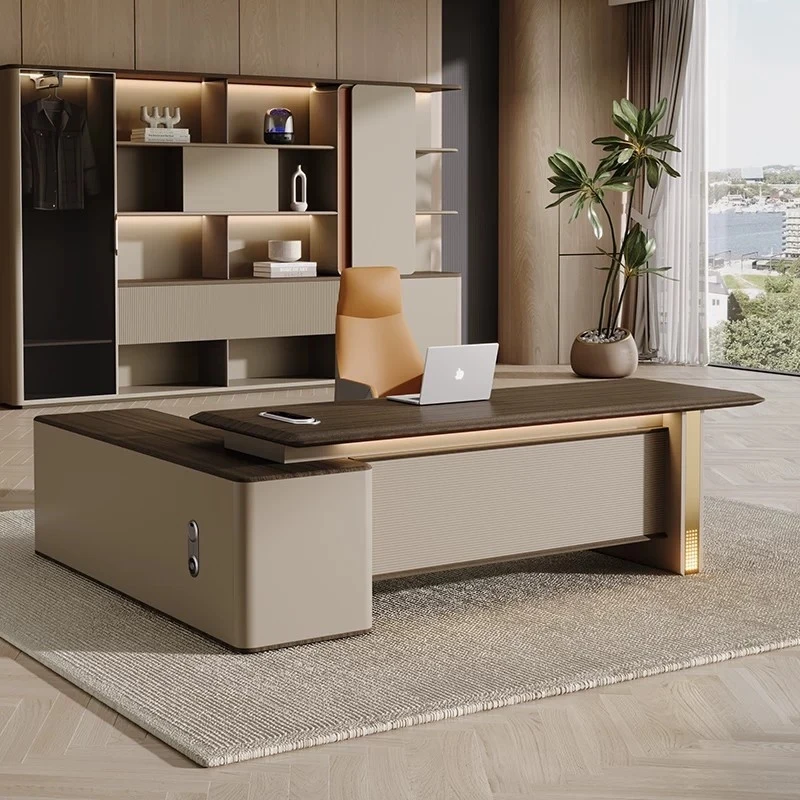 Foshan factory office desk and chair set, simple modern light luxury executive manager office executive desk