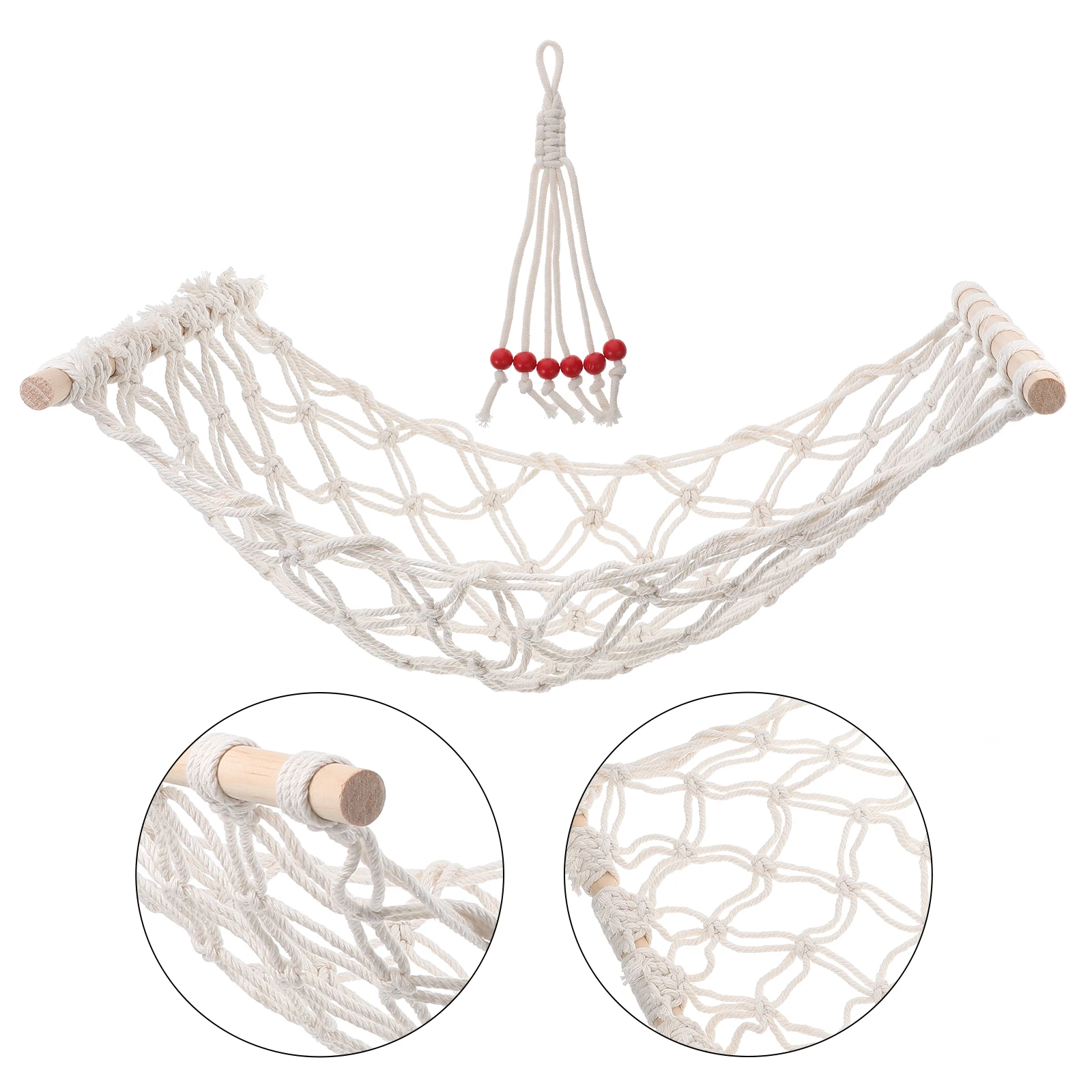 

2 Pcs Woven Fruit and Vegetable Hanging Basket Storage Baskets Hammock Pine Macrame