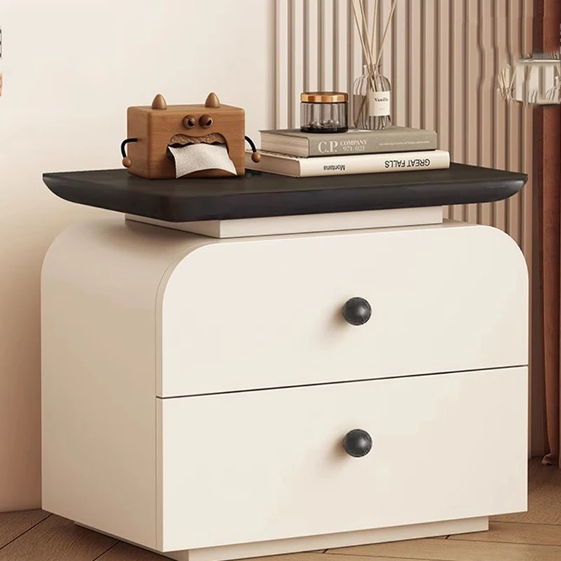 Cheap Aesthetic Bedside Table Classic Brown Space Saving Modern Bedside Table Wooden Beige Mesita Noche Bed Room Furniture