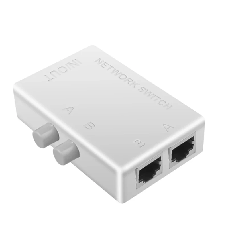 Interruptor de red RJ45 blanco, conmutador de caja de red Ethernet LAN, divisor RJ45, adaptador de interruptor de intercambio Manual de puerto Dual de 2 vías