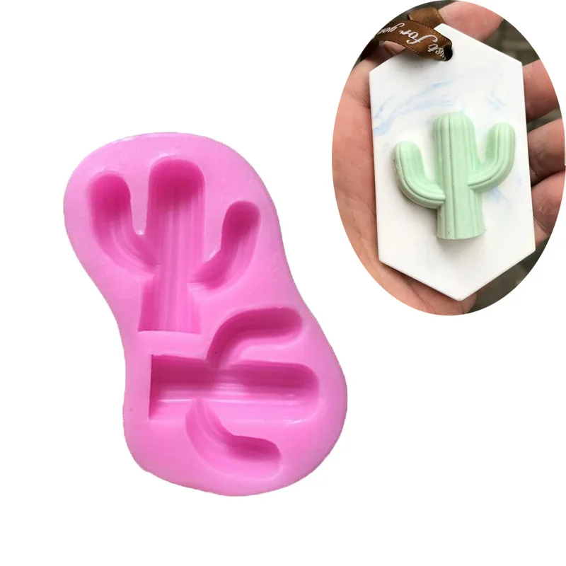 Cactus DIY Gypsum Perfume Mold Aromatherapy Wax Mold Car Cake Tool Baking Tool Silicone Mold H301