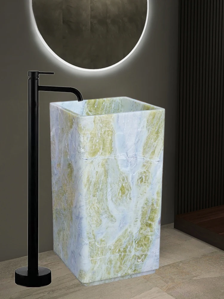 Column type marble integrated column basin, floor type stone washbasin, countertop basin