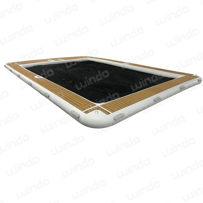 

6x4m Teak EVA Drop Stitch Dock Inflatable Yacht Sea Swimming Pool With Net