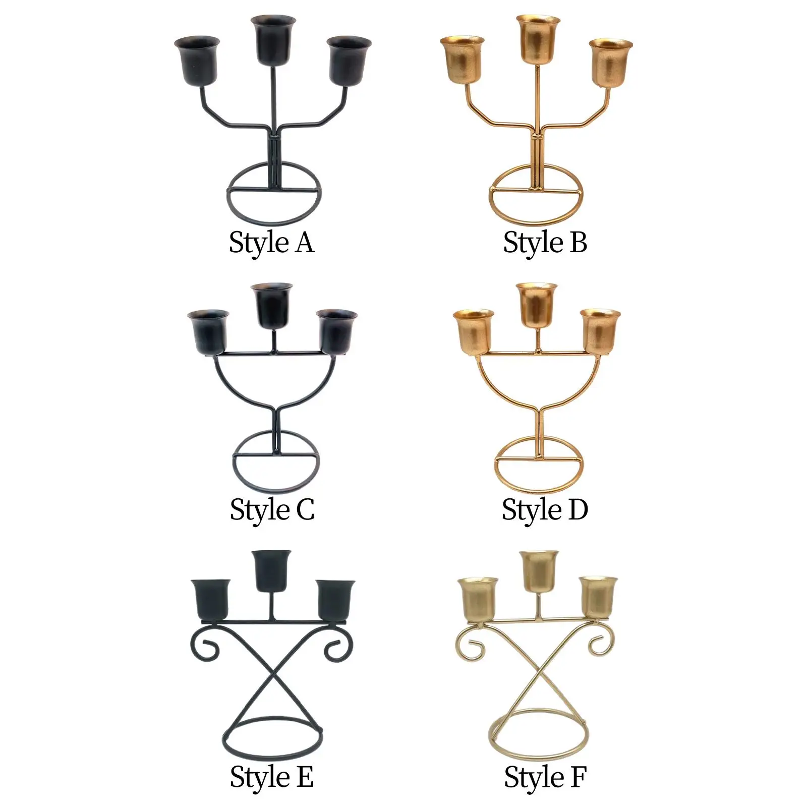 3 Arms Candle Holder Iron Fashion Creative Candlestick Holder Candleholder Centerpiece for Bar Party Holiday Bedroom Home Decor