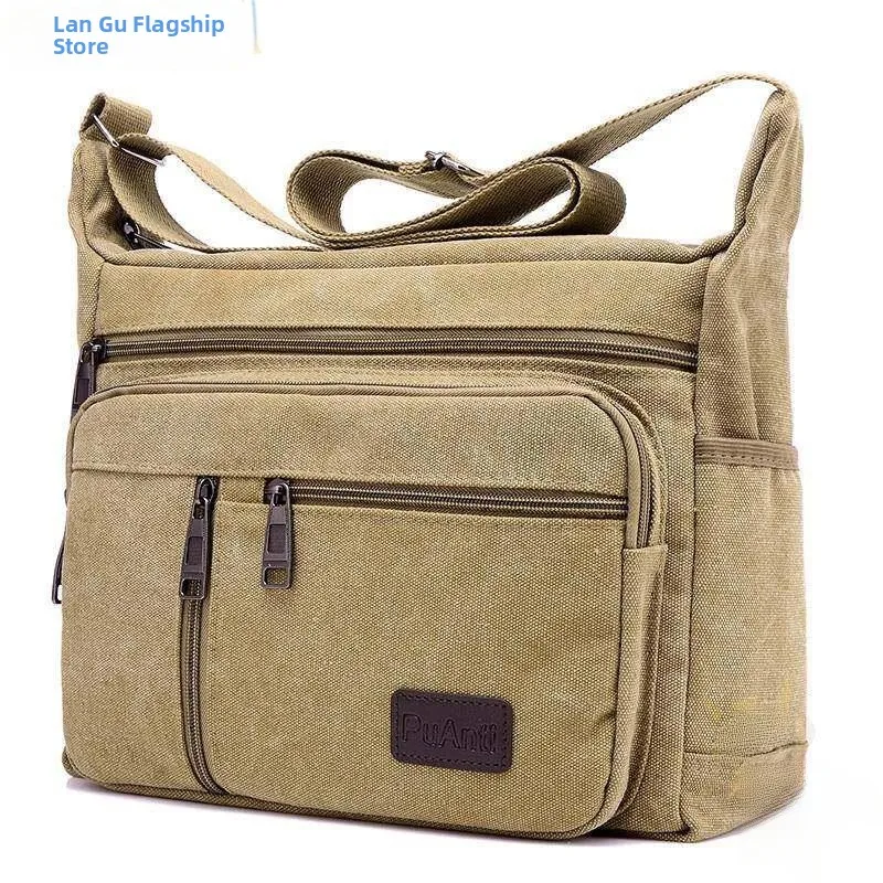 

Large Canvas Work Backpack Men's Casual Tool Bag Slant Crossbody Bag for Construction Site Durable Repair Tool Pouch