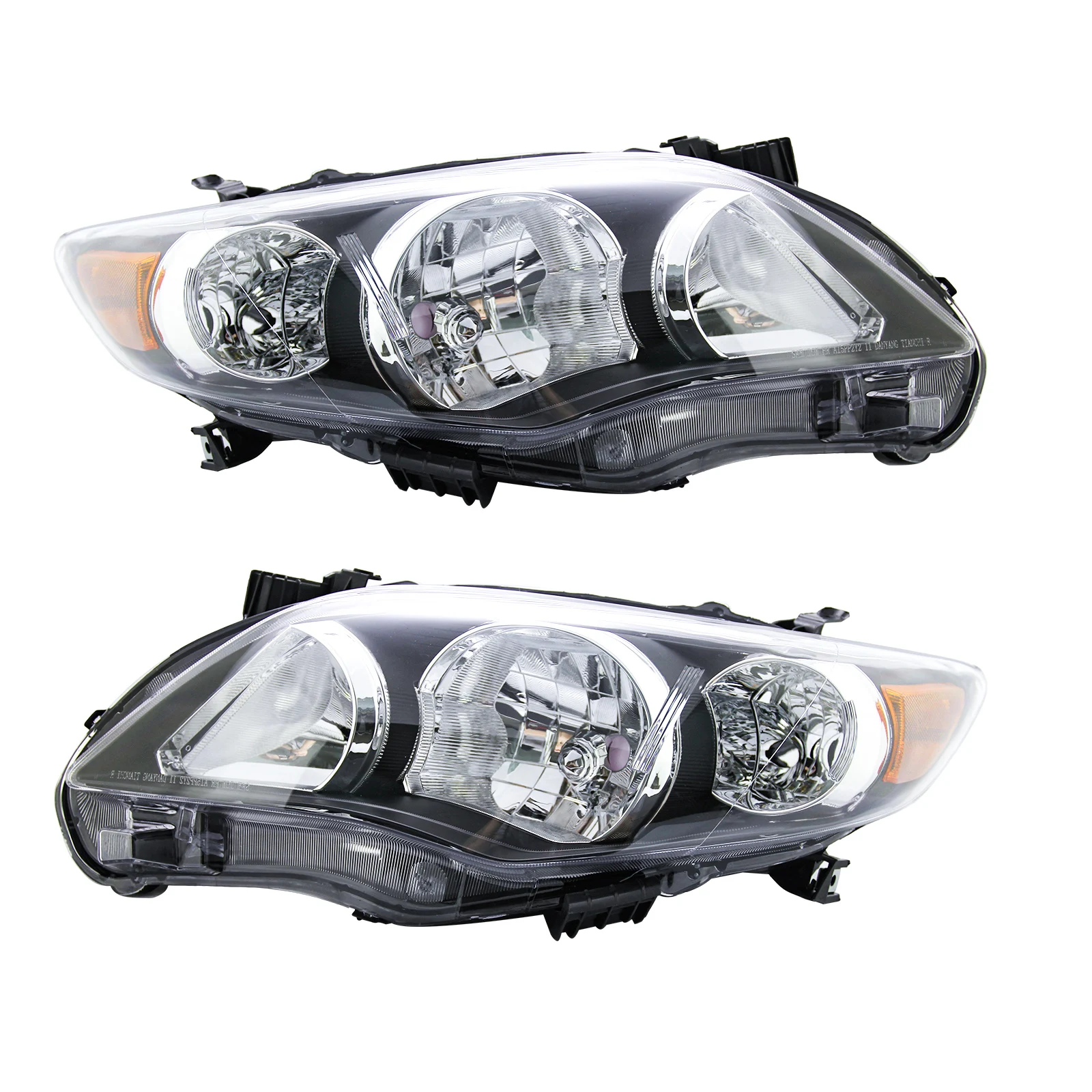 

Headlight Assembly for 11-13 Toyota Corolla,Clear Lens, 1 Pair, Black/Chrome