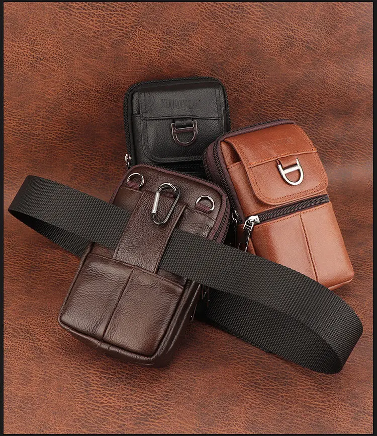 Herren-Leder-Gürteltasche - Große Kapazität Handy-Gürteltasche - Outdoor-Arbeitsrucksack, Sport-Wandertasche Tragbare Umhängetasche – Detail 24