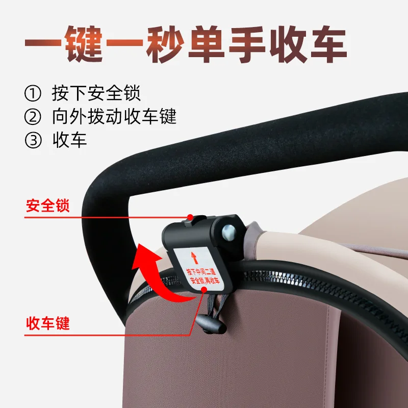 عربة أطفال ذات مناظر طبيعية عالية خفيفة الوزن قابلة للطي عربة أطفال بعربة أطفال في اتجاهين عربة أطفال ممتصة للصدمات #4