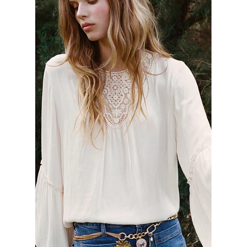 Lente Zomer Nieuwe vrouwen Lange Sve irt Gaas Draperie ronde Ne Gelaagde Decoratie Bell Bot Pendelen Sle Loose Fit