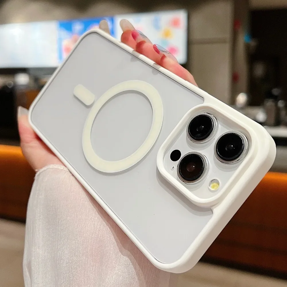 

Luxury Wireless Charge Magnetic Transparent Case For iPhone 16 15 14 13 12 11 Pro Max X XS XR MINI 7 8 Plus Magsafe Bumper Cover