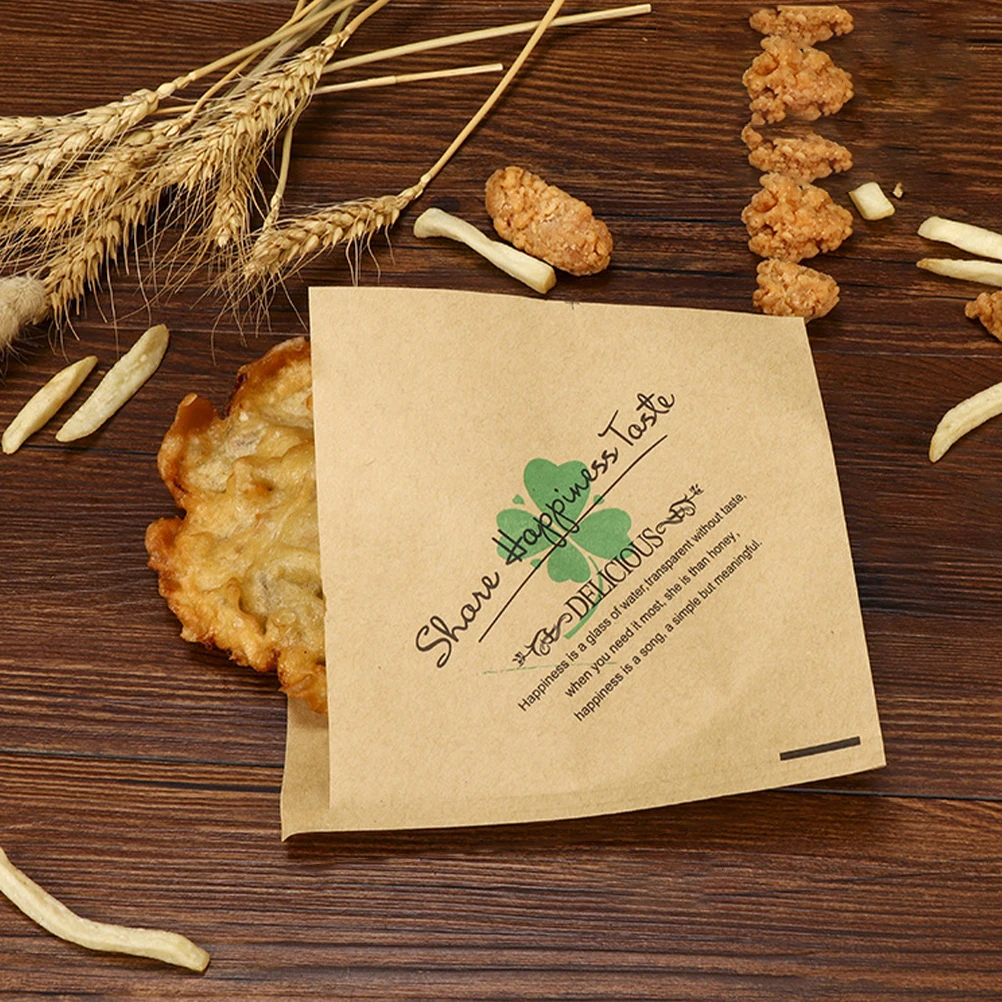 

500 шт. маслостойкие пакеты для жареной еды, крафт-бумага, упаковочные пакеты для закусок на вынос для куриных крыльев, чипсов, одноразовый бумажный пакет для еды