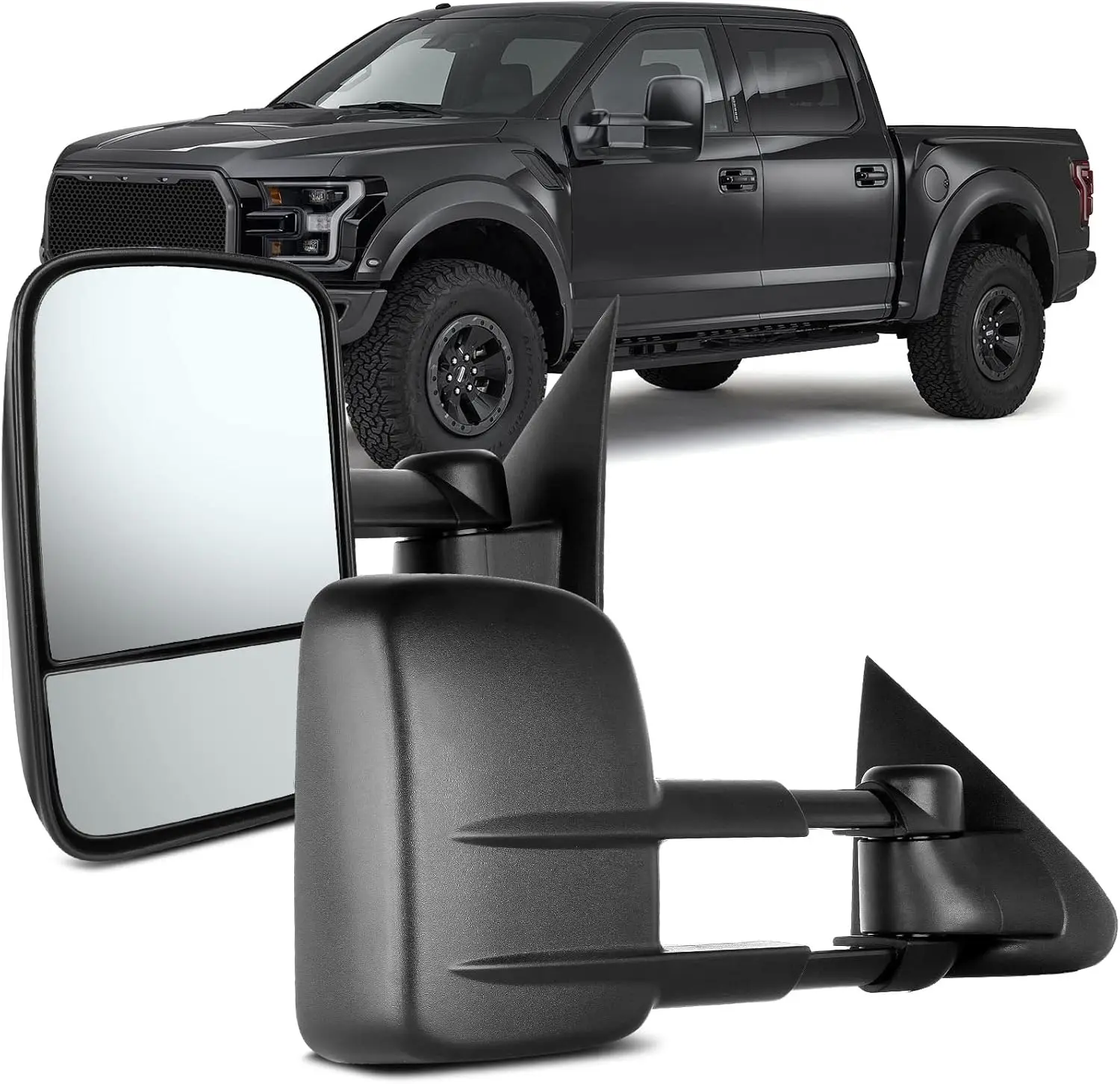 Power Towing Mirrors for 1997 - 2004 Vehicles, Plastic Material (Assumed), Black Color, Suitable for Ford Models
