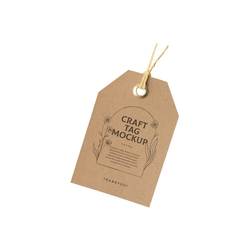 Custom Kraft Paper Hang Tag 600g Kraft Paper with Double-sided Logo Printing Clothes Swing Tags Garment String Tag