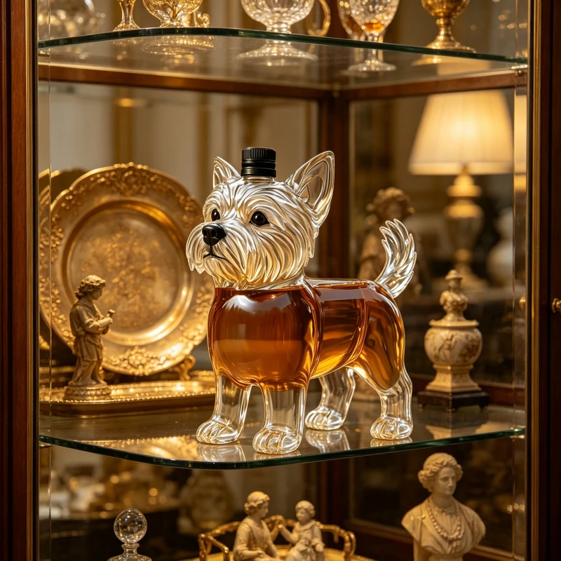 Animal Shaped Glass Decanter Yorkshire Terrier Bottle Home Barware Collectible Decor