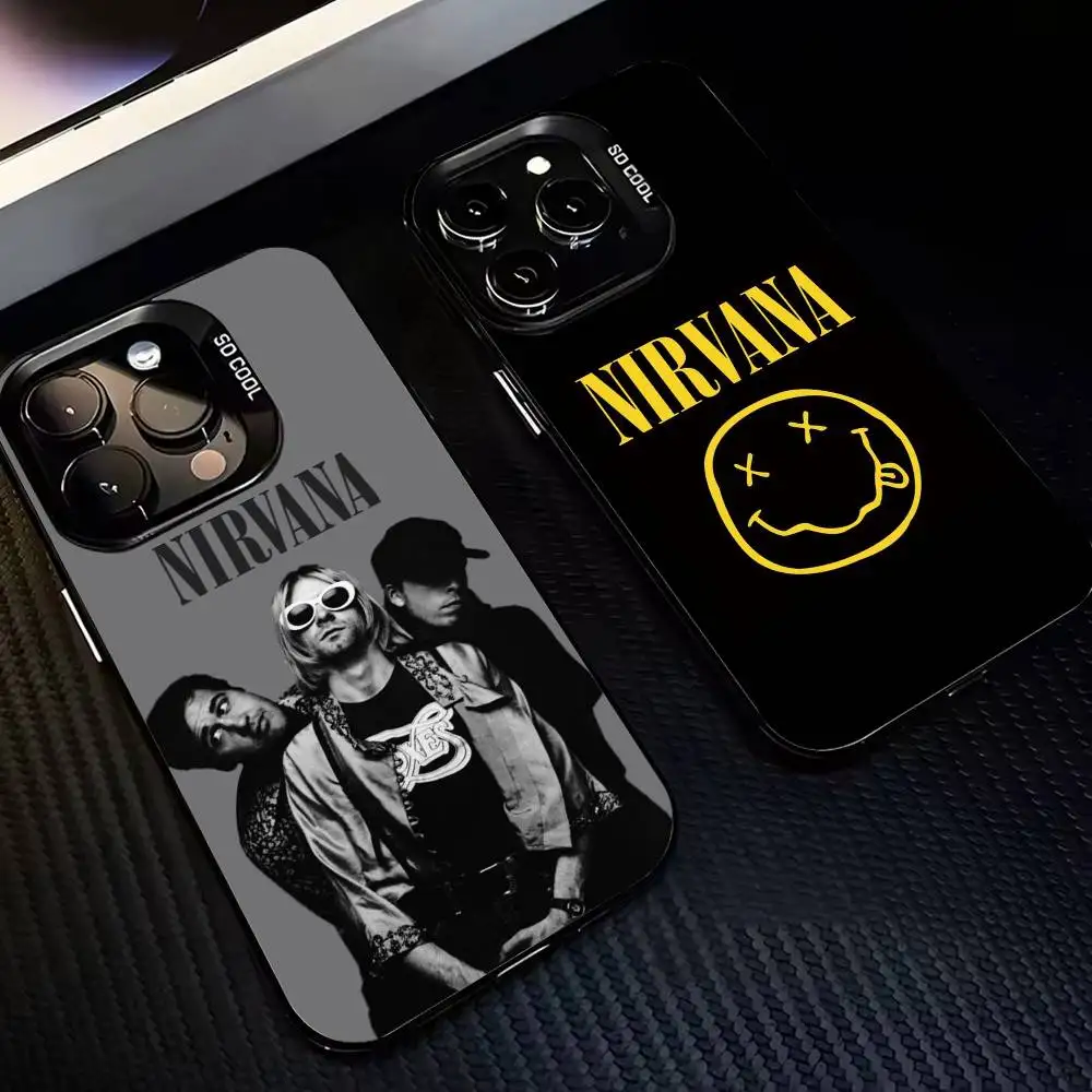 

Cool N-NirvanaS Rock Band Phone Case For iPhone 17,16,15,14,13,12,11 Plus,Pro Max,XS,Colored Silver Plated Inside Cover