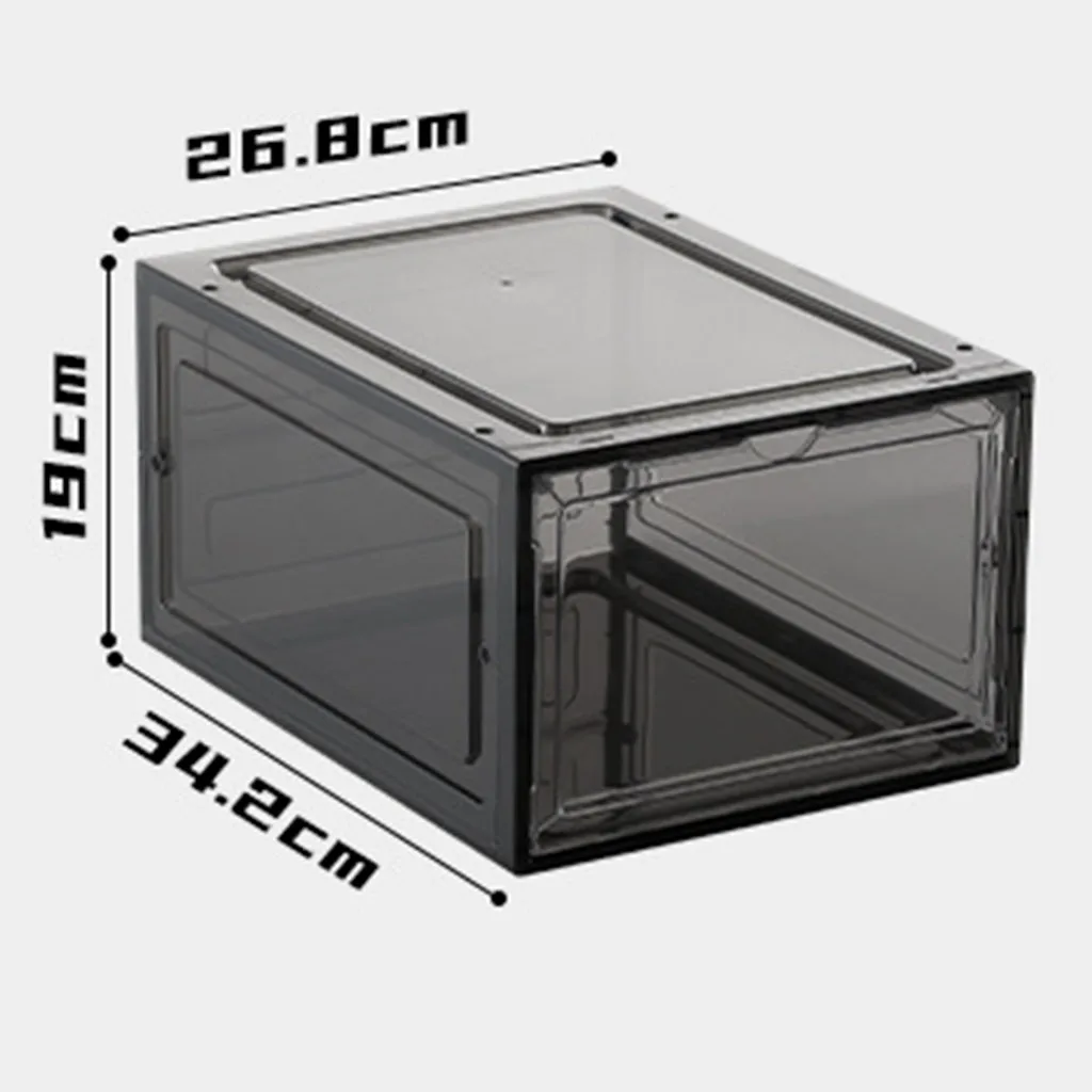 2pcs Clear Dustproof Shoe Box Stackable Magnetic Closure Sneaker for Entryway Bin Case Shoe Holder Containers Display with Lids