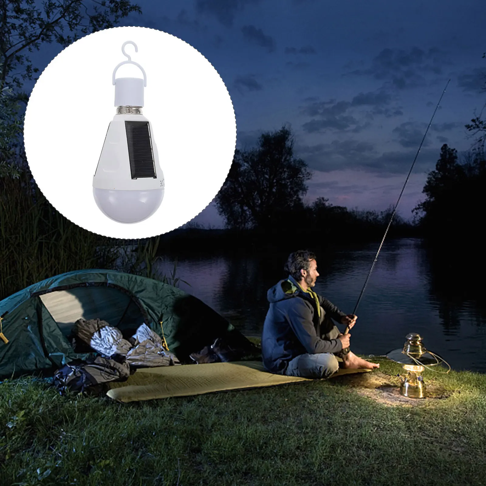 2 قطعة لمبة ضوء الطوارئ الشمسية E27 7 واط في الهواء الطلق داخلي LED المحمولة معلقة التخييم المنزل تعتيم مصباح يعمل بالطاقة الشمسية #1