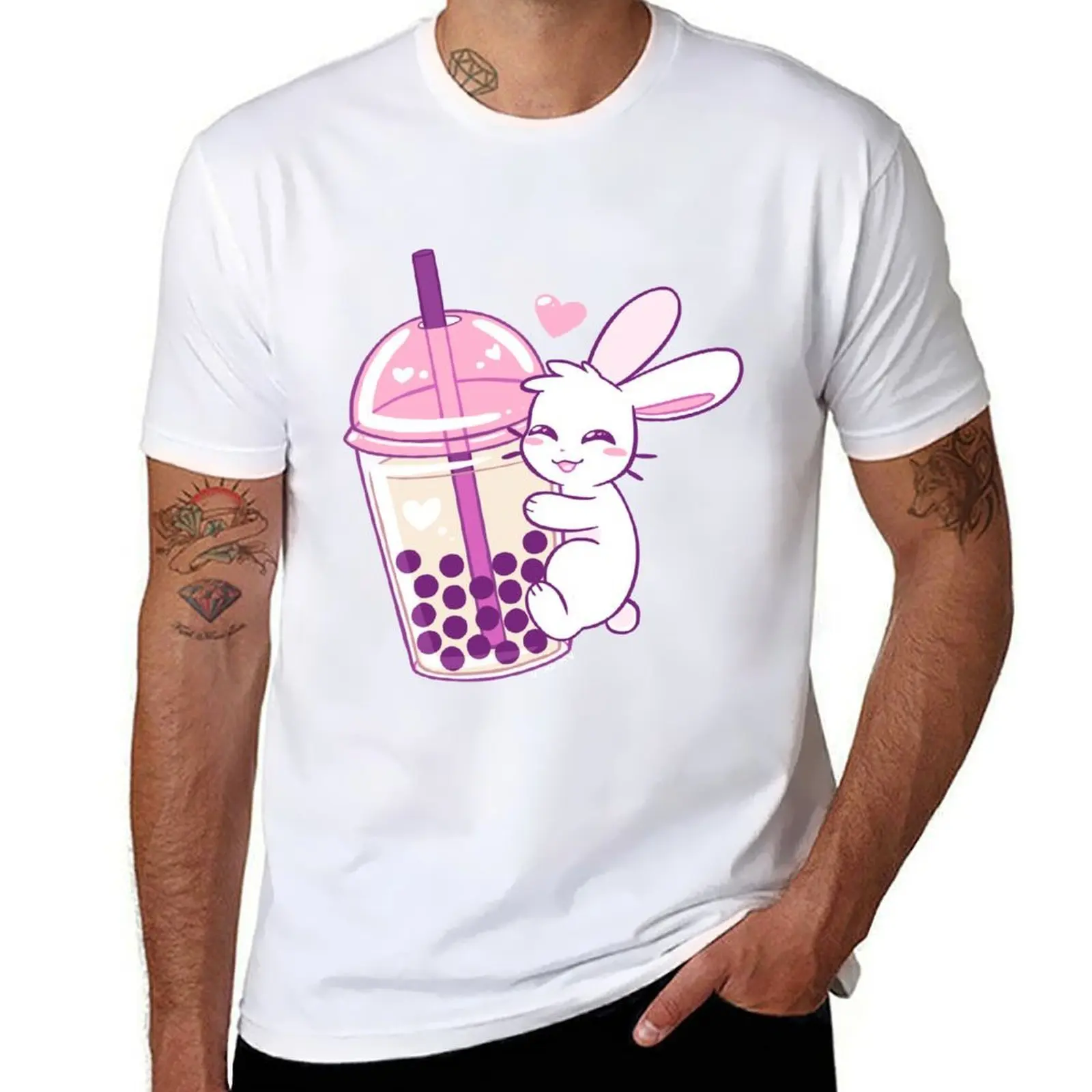 

Boba Tea Bunny T-Shirt cotton t shirts high quality t shirt man cotton T-Shirt