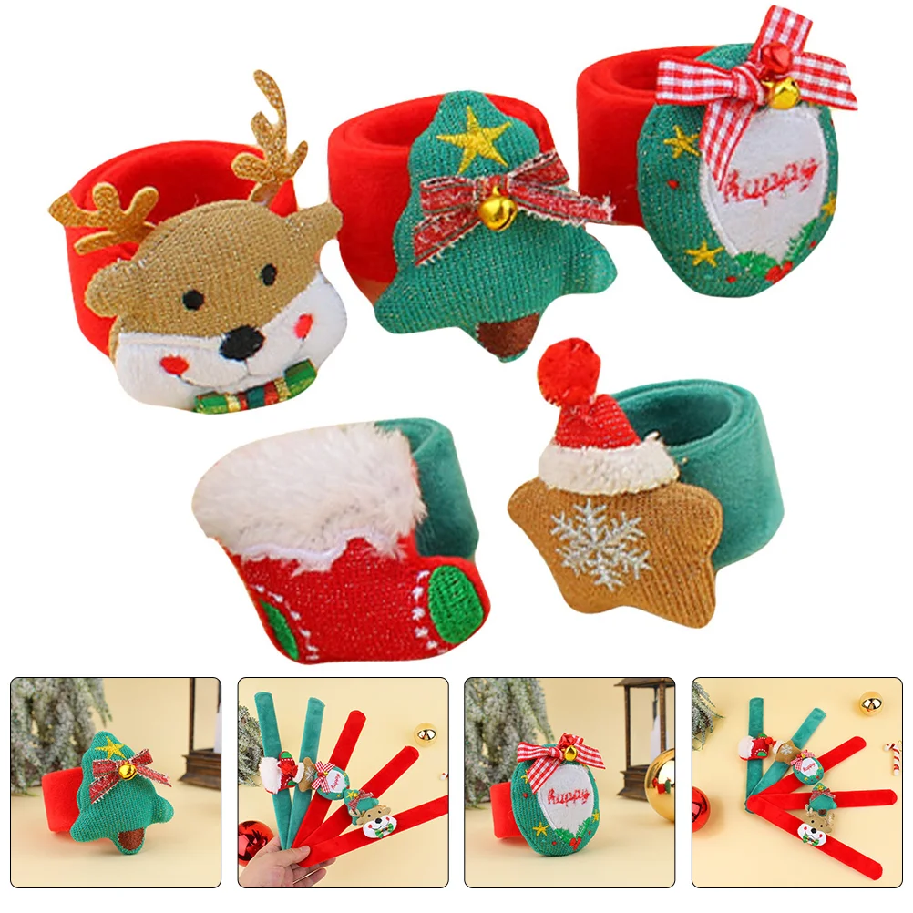 

5 Pcs Pat-bracelet Slap Xmas Toy Kids Bands Portable Children Supply Children’s Toys Childrens Compact Wristband Festival Funny